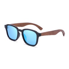 Lentes de Sol Cuadrados Cayman Azul Espejado & Patillas de Madera - Polarizados UV400 Unisex - comprar en línea
