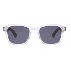 Lentes de Sol Cuadrados Cayman Transparente Ahumado & Patillas de Madera - Polarizados UV400 Unisex - PANDAS® Lentes de Sol para Mujer y Hombre Polarizados de Madera y Bambú