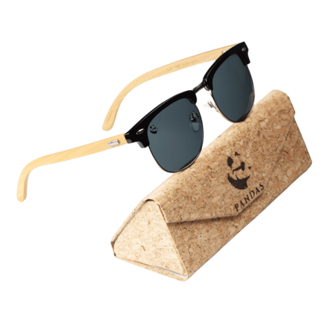 Lentes Gafas de Sol Unisex Cuadrados Negros Oscuros de Bambu UV400