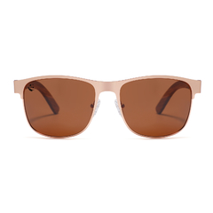 Lentes de Sol Rino Café Oscuros & Patillas de Madera - Polarizados UV400 Caballero - PANDAS® Lentes de Sol para Mujer y Hombre Polarizados de Madera y Bambú