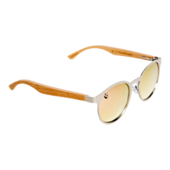 Lentes Gafas de Sol Polarizados para Mujer Redondos de Madera UV400