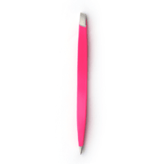 Pinza de depilar doble punta color rosa - estuche tubo