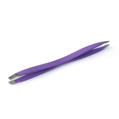 Pinza de depilar doble punta color violeta - estuche tubo