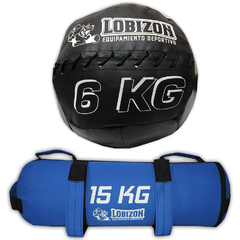 Combo Core Bag 15kg + Medicine Ball Sin Pique 6kg - Lobizon