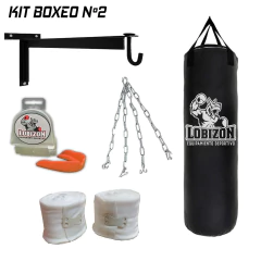 KIT BOXEO N°2 BOLSA DE BOXEO + SOPORTE DE BOLSA+ CADENA PARA BOLSA+ BUCAL SIMPLE + PAR DE VENDAS 5CM