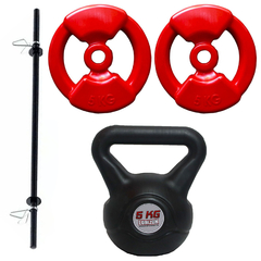 Kit Body Pump con Peso 10kg + Pesa Rusa kettlebells de 5kg Pvc