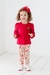 Conjunto Infantil Feminino Legging e Batinha Cotton Salmão Cereja