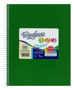 CUADERNO TRIUNFANTE N°7 123 X 100H. FORRADO *VERDE* - Pack x 4 Un.