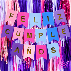 Guirnalda Mix rosa Feliz Cumpleaños