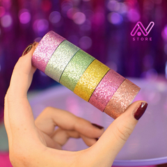 Washi tape x3 con glitter - comprar online