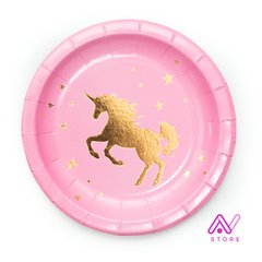 Platos Rosado Unicornio (metalizados)