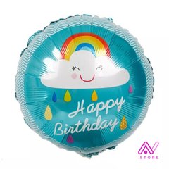 Happy Birthday Arcoiris con nube y lluvia de amor