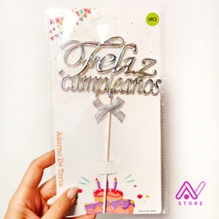 Cake topper Feliz Cumpleaños Cursiva metalizado - comprar online