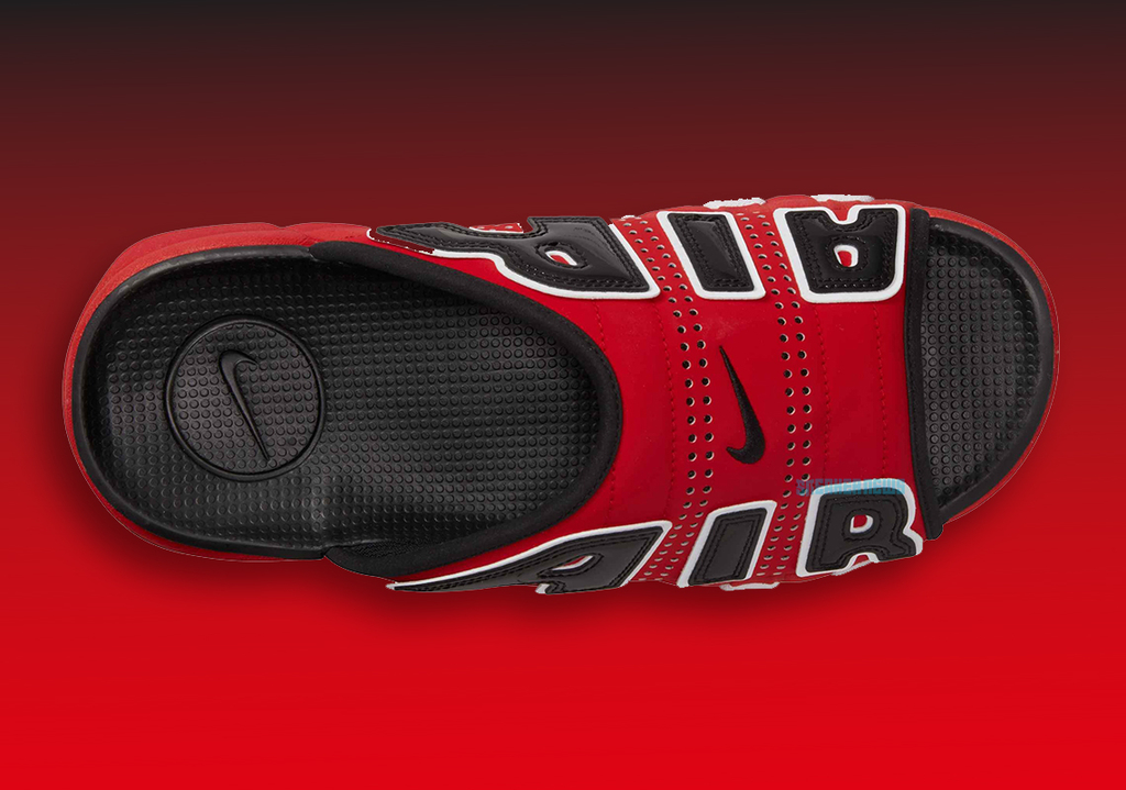 Chinelo Nike Air More Uptempo Slide Appears In The Red/Black “Hoop Pack”