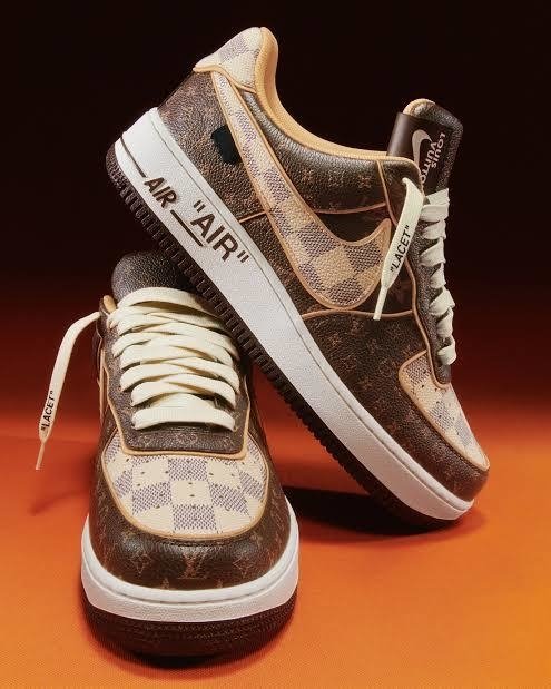 Nike, Louis Vuitton Louis Vuitton X Nike Air Force 1 Chrome Toe