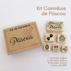Kit Páscoa 6 Carimbos + Caixa de MDF para personalizar caixas embalagens sacolas kraft