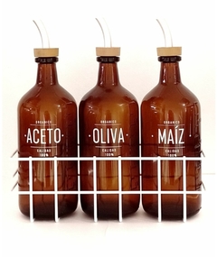 Set 3 aceiteras con canasta - comprar online