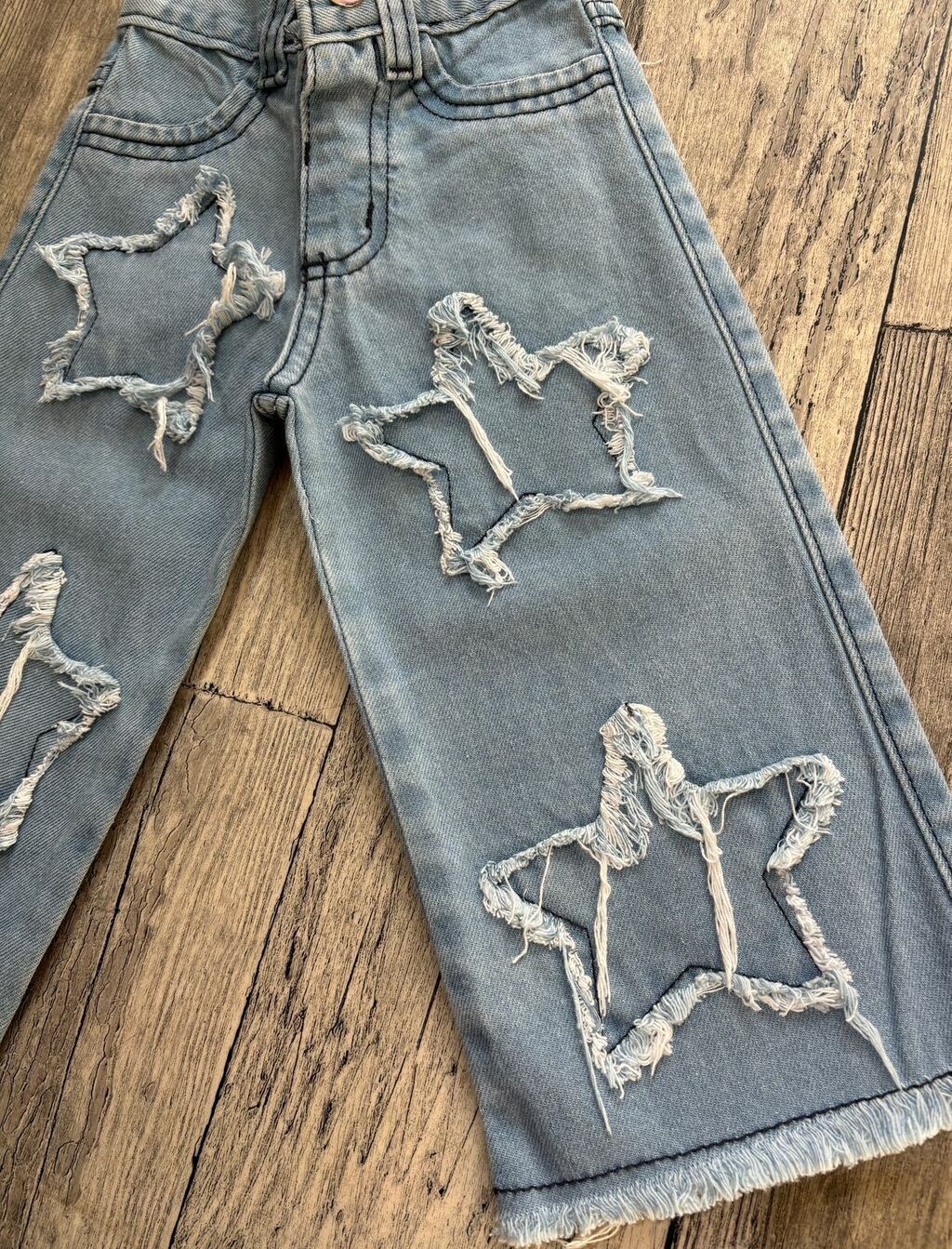 Pantalon jeans Wide estrellas Brillantinas Online