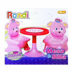 MESA Y SILLA OSITO ROSA