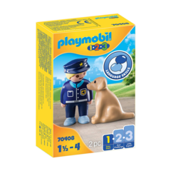 PLAYMOBIL 1.2.3 POLICIA CON PERRO SENTADO 70408