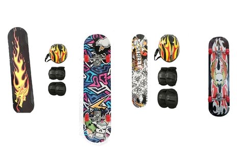 MEGA SET SKATE C/ CASCO Y RODILLERAS - 80 CM