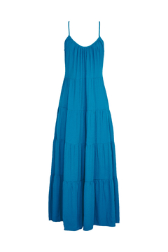 Vestido Amplo com Franzidos - Azul Oceano - comprar online