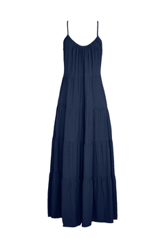 Vestido Amplo com Franzidos - Azul Marinho - comprar online