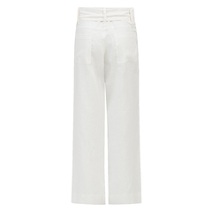 Calça Reta em Linho com Faixa - Off White - comprar online