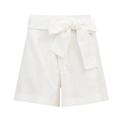 Short em Linho com Faixa - Off White