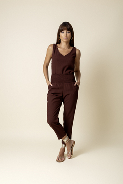 Calça Skinny Lastex Crepe - Marrom - comprar online