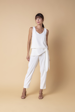 Calça Skinny Amarração - Off White - comprar online