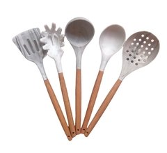 SET UTENSILIOS SILICONA MADERA - Mama al Mando