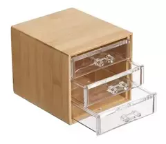 CAJA DE JOYAS BAMBU + ACRÍLICO 3 CAJONES - comprar online