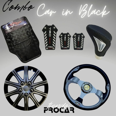 COMBO ACCESORIOS DEPORTIVOS - TU AUTO EN NEGRO -