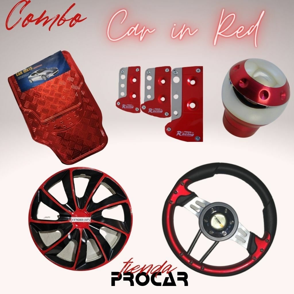 COMBO ACCESORIOS DEPORTIVOS - TU AUTO EN ROJO 