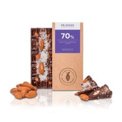 Chocolate Dr. cacao 70% Puro Cacao con Almendras y Coco (80g) - comprar online