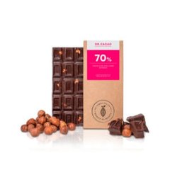 Chocolate Dr. cacao 70% Puro Cacao con Avellanas Enteras y Azúcar Orgánico (80g) - comprar online