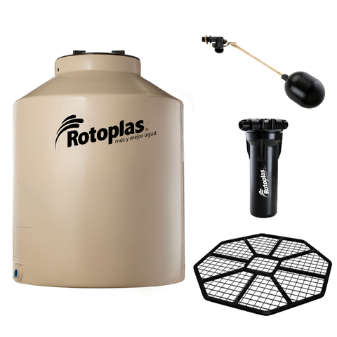 Combo Tanque Rotoplas 1100 Litros con Filtro y Flotante 3/4 + Base Reforzada