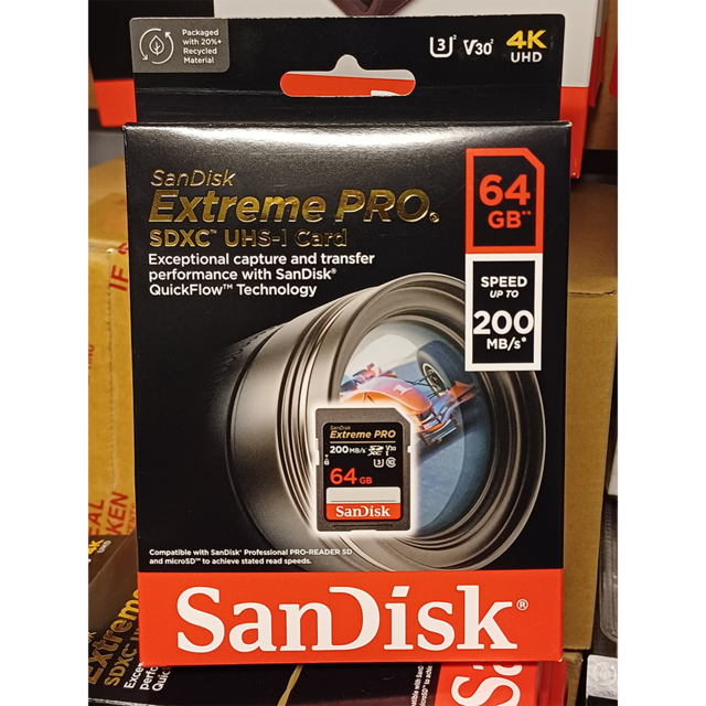 Memoria Micro Sd 64gb Sandisk Quickflow 4k Uhd 200mb/s Dron