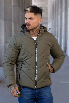 Campera Inflada Hombre Puffer Con Corderito 100% Impermeable