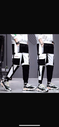 Jogger Cargo Unisex Pantalon Streatwear K-pop Con Tiras en internet