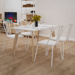 Mesa Dielfe Línea Oslo MRE120 1,2mts Blanco y Roble Natural - HogarStore