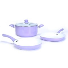 Batería de Cocina Carol Línea Soft 4 piezas Varios Colores - HogarStore