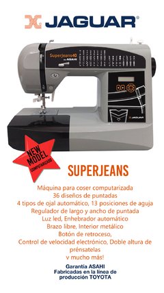 Maquina De Coser Jaguar Superjeans 40 36 Diseños Enhebrador - comprar online