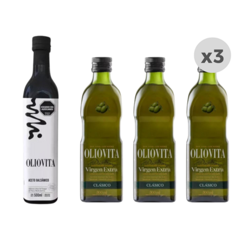 Aceites de Oliva Oliovita 500ml x3 + Aceto Tradicional 500ml