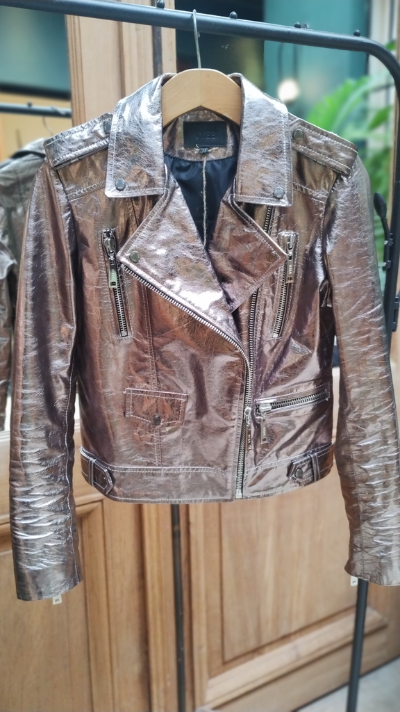 Chaqueta top biker marron