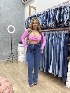 Calça Jeans Faixa Rosa Premium na internet