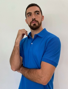 Polo piqué azul Francia M/C - comprar online