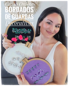 Curso Online de Bordados de Guardas Decorativas con Pedrería y Flores en Telas 