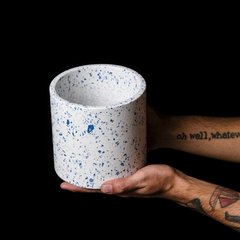 Maceta Cilindro - Terrazzo Azul 13,5 cm - comprar online